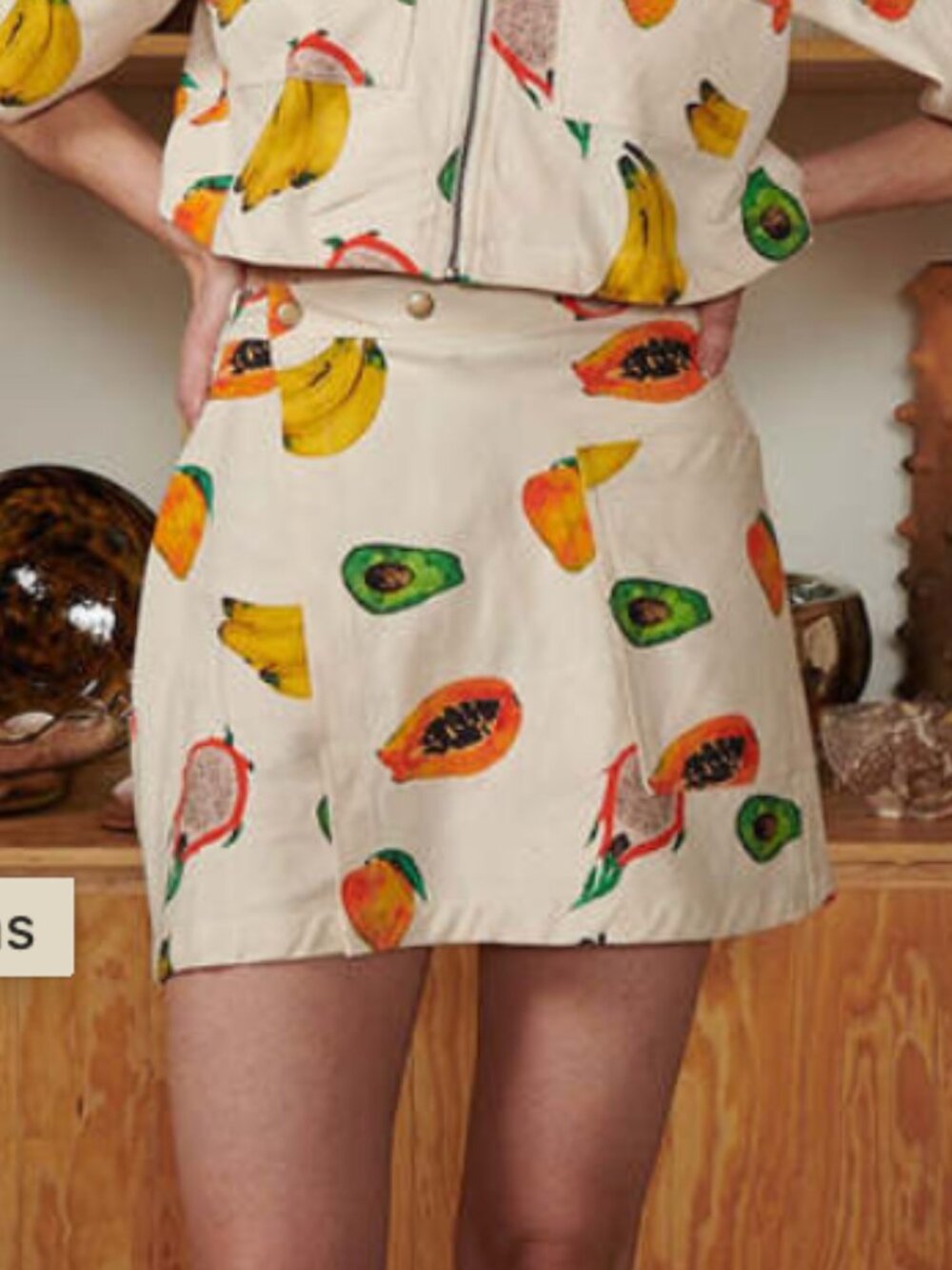 Noble Zip-front Frutas Print Skort (XL)